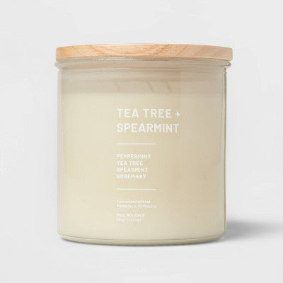 Glass Jar Tea Tree And Spearmint Candle Beige - Threshold™