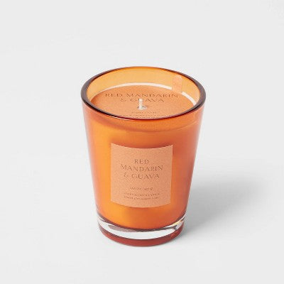 Colored Vase Glass With Dustcover Mandarin & Guava Candle Orange - Threshold™