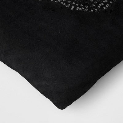 Beaded Skull Velvet Square Throw Pillow Cover Black - Threshold™: Skeleton Pillow, Hidden Zipper, Indoor Use