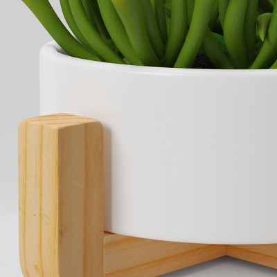 Artificial Succulent Wood Planter - Threshold™: Faux Greenery, Indoor Stoneware Pot Decor