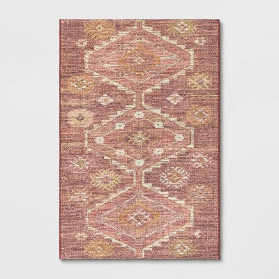 Southbury Washable Printed Diamond Persian Style Rug Rust - Threshold™