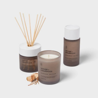 3pc Room Spray And Diffuser With Vetiver And Cedarwood Candle Gift Set - Threshold™