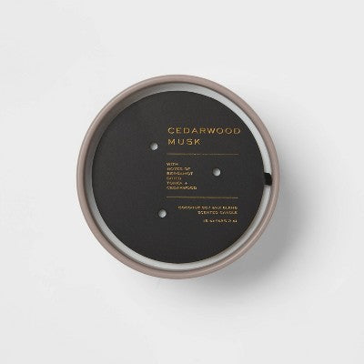 15oz Ceramic Jar 3-Wick Black Label Cedarwood Musk Candle - Threshold™