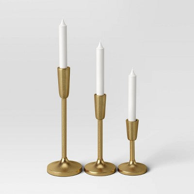 Set Of 3 Aluminum Taper Holders Gold - Threshold™