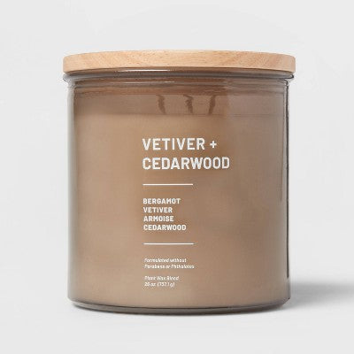 Glass Jar Vetiver And Cedarwood Candle Brown - Threshold™