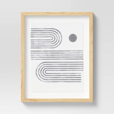 (Set Of 2) 16" X 20" Curve Lines Framed Under Glass Black - Threshold™