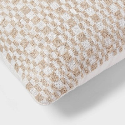 Geo Woven Dec Pillow Oblong Khaki/Ivory - Threshold™: Cotton Fabric, Indoor Stripe Design, Polyester Filled