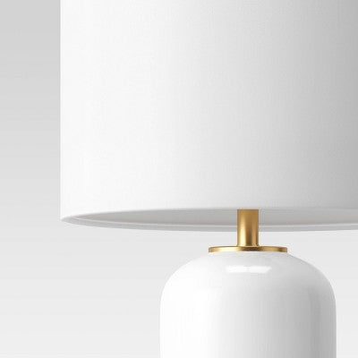 Large Assembled Rounded Cylinder Glass Table Lamp (Includes LED Light Bulb) White - Threshold™