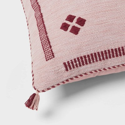 Cactus Silk Woven Square Diamond Dec Pillow Mauve - Threshold™: Indoor Cotton Fabric, Polyester Filled, Textile Design
