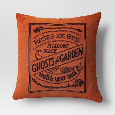 Embroidered Ghosts In The Garden Square Halloween Throw Pillow Orange - Threshold™