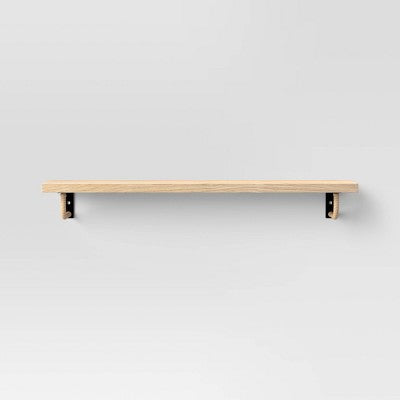 24" X 6" Woodgrain Shelf With Wrapped Rattan Bracket Brown - Threshold™