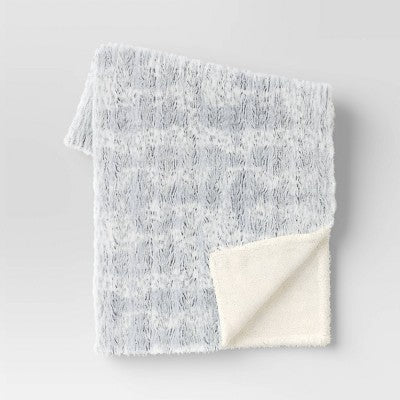 Tipped Snow Leopard Faux Fur Reversible Throw Blanket - Threshold™
