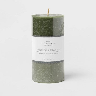  Pillar Candle Water Mint & Eucalyptus Green - Threshold™