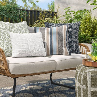  14"x20" Mod Tufted Outdoor Lumbar Pillow Cream - Threshold™