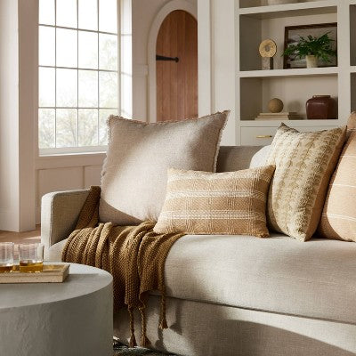  Oversized Reversible Linen Square Throw Pillow With Frayed Edges - Threshold™ Designed With Studio McGee