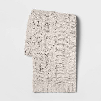  Cable Knit Chenille Throw Blanket - Threshold