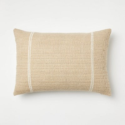  Oversize Embroidered Striped Throw Pillow Cream - Threshold™ Designed With Studio McGee