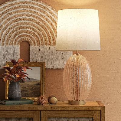  Large Ribbed Glass Lamp Base Clear - Threshold™