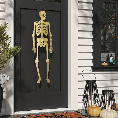  45" Halloween Metal Posable Skeleton Gold - Threshold™
