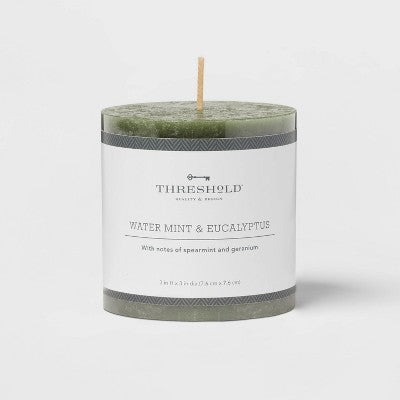  Pillar Candle Water Mint & Eucalyptus Green - Threshold™