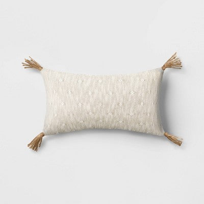  Oversize Woven Jacquard Lumbar Throw Pillow With Tassels - Threshold™