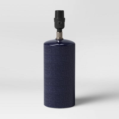  Linen Textured Ceramic Small Lamp Base Dark Blue - Threshold