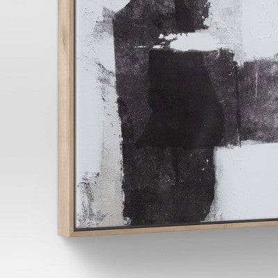  (Set Of 2) 24" X 24" Framed Canvas Black - Threshold™: Modern Style, Digital Abstract Art, Vertical Polystyrene Frame