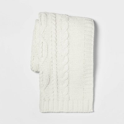  Cable Knit Chenille Throw Blanket - Threshold