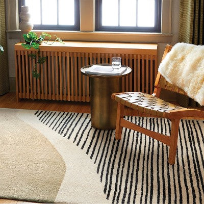  5'x7' Color Blocked Linear Area Rug Tan/Black - Threshold™