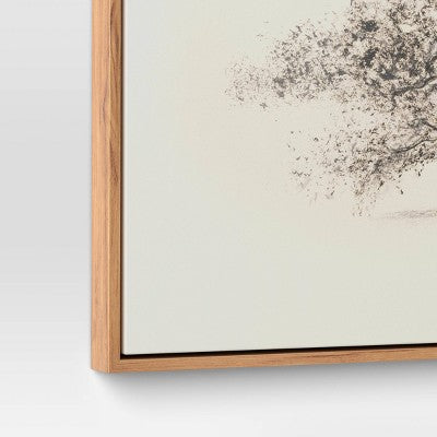  47" X 24" Pen And Ink Tree Framed Wall Canvas - Threshold™: Digital Art Nature Scene, Polystyrene Frame