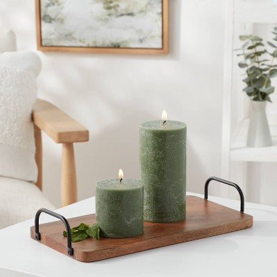  Pillar Candle Water Mint & Eucalyptus Green - Threshold™