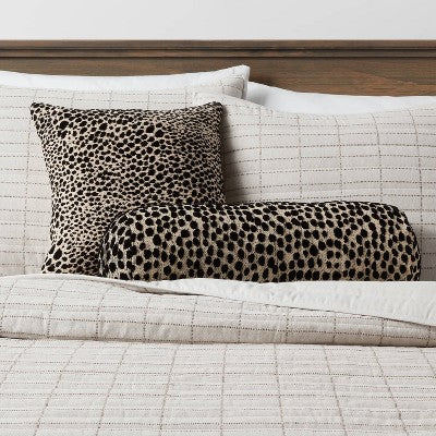  Bolster Jacquard Leopard Decorative Throw Pillow Black/Natural - Threshold™