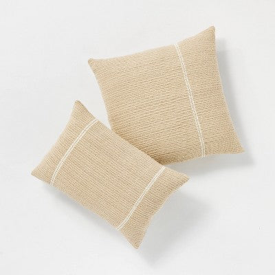  Oversize Embroidered Striped Throw Pillow Cream - Threshold™ Designed With Studio McGee