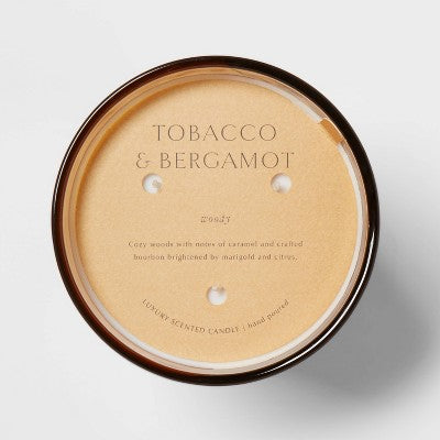  Colored Vase Glass With Dustcover Tobacco And Bergamot Candle Yellow - Threshold™