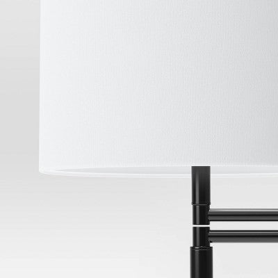  16" Metal Column Swing Arm Floor Lamp Black/White - Threshold™: Adjustable, Modern Design