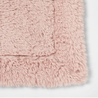  Long Faux Fur Throw Blanket Blush - Threshold™