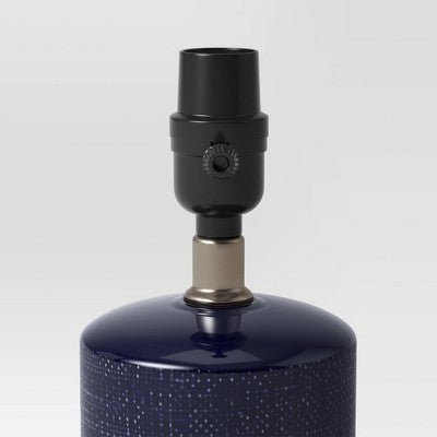  Linen Textured Ceramic Small Lamp Base Dark Blue - Threshold