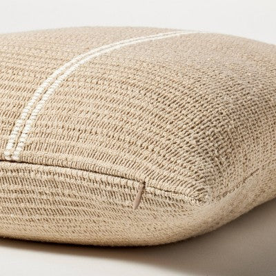  Oversize Embroidered Striped Throw Pillow Cream - Threshold™ Designed With Studio McGee