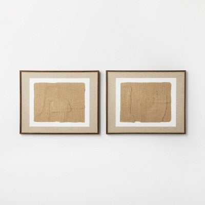  (Set Of 2) 16" X 20" Jute Framed Wall Canvases Walnut - Threshold™ Designed With Studio McGee