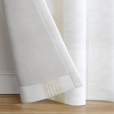 1pc 50"x63" Blackout Block Striped Window Curtain Panel White/Beige - Threshold™