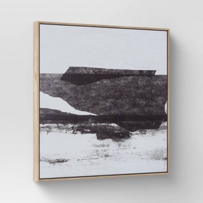  (Set Of 2) 24" X 24" Framed Canvas Black - Threshold™: Modern Style, Digital Abstract Art, Vertical Polystyrene Frame