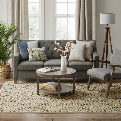 7'x10' Oxon Floral Mosaic Woven Area Rug Beige - Threshold™