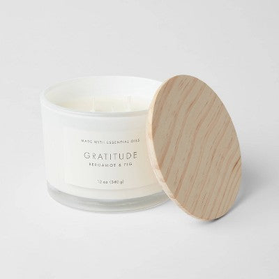  Wood Lidded Glass Wellness Grateful Candle - Threshold™