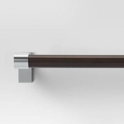  Dark Faux Wood Curtain Rod Nickel - Threshold™