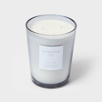  Colored Vase Glass With Dustcover Rainwater Lily Candle Gray - Threshold™