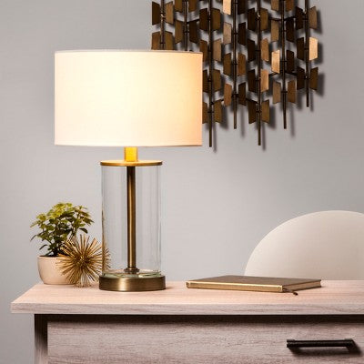  Fillable Accent With USB Table Lamp Brass - Threshold