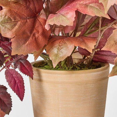  22" Mixed Fall Artificial Leaf Arrangement Red - Threshold™ Designed With Studio McGee