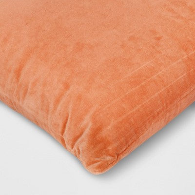  Washed Cotton Velvet Square Throw Pillow Pink - Threshold™: Indoor Velvet Cushion, Hidden Zipper, Polyester Fill