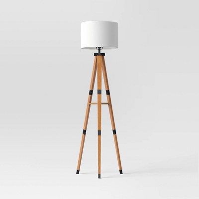  Tripod Floor Lamp With Shelf Brown Wood - Threshold™