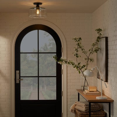  Glass Semi Flushmount Ceiling Light Black - Threshold™ Designed With Studio McGee